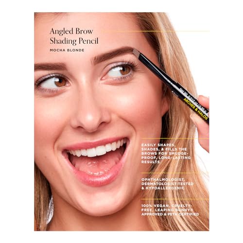 Arches & Halos Angled Brow Shading Pencil - Double Sided Eyebrow Filler and Spoolie - Angled Brush Design for Precise Shaping and Styling - Buildable, Easy Blend Pigment - Mocha Blonde - 0.012 oz