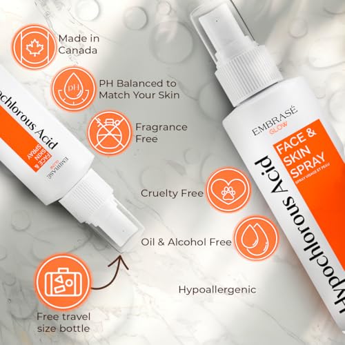 Hypochlorous Acid Spray - 0.02% - 2 Pack - Travel Size + Full Size Bottles - Cleansing Hypochlorous Solution - All Natural Face and Skin Spray for Face (8.5 fl oz + 2 fl oz)