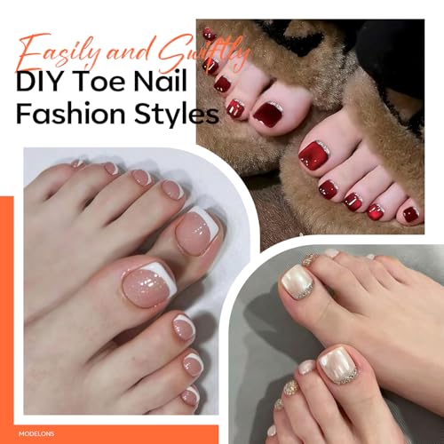 Modelones Toe Nail Tips Short Square Soft Gel Squoval Fake Press Ons