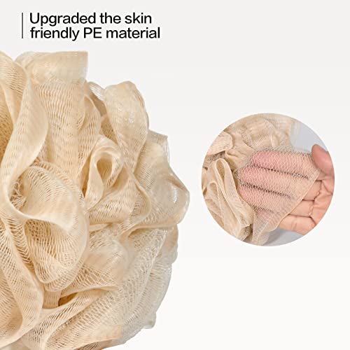 Fishent Loofah Bath Sponge 4 Pack - Soft Exfoliating Body Scrubber