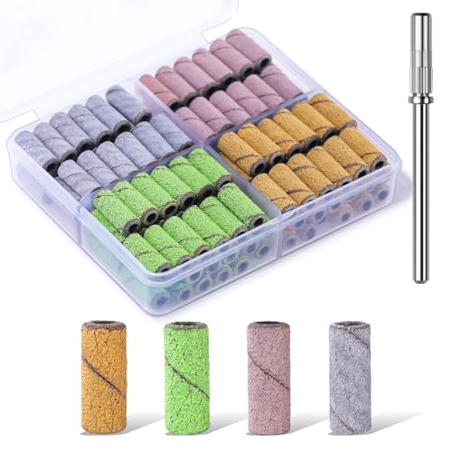 Makartt Nail Drill Bits Sanding Bands Set - 100 PCS Grits 80/120/180/240