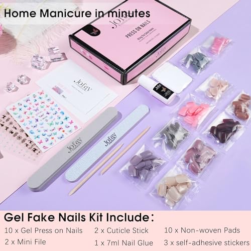 Press on Nail Kit, Almond Gel Nails Tips, Short Glue On Nails Fit Perfectly Natural Reusable Fake Nails with Nail Glue 12 Packs Stick on Nails Set-288Pcs for Girls Women