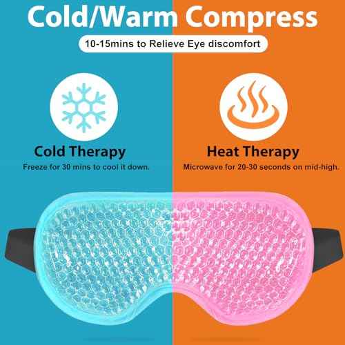BeeVines Gel Eye Mask, 2 Pack Cooling Ice Masks for Puffy Eyes for Men & Women, Cold & Warm Compress for Post Surgery, Puffiness, Allergies, Sinuses & Migraines Treatment