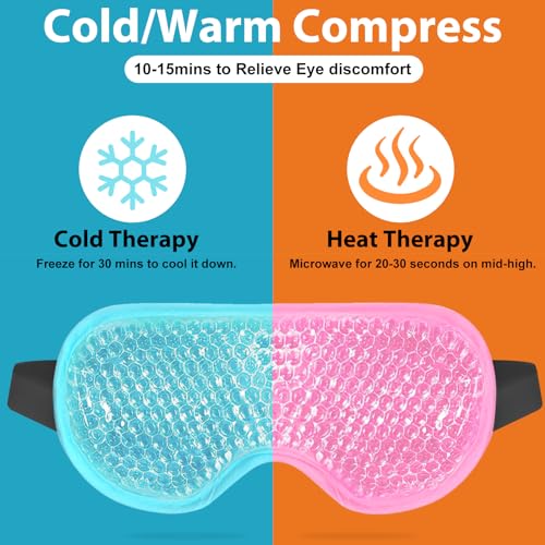 BeeVines Cooling Gel Eye Mask 2 Pack – Cold & Warm Compress