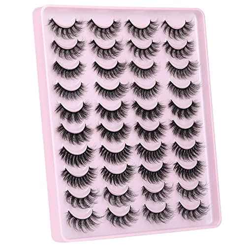 JIMIRE False Eyelashes Natural Fluffy Wispy Faux Mink Lashes 5D 14mm-18mm 5 Styles Mixed Lashes for Small Eyes Natural Look Fake Eyelashes 20 Pairs Multipack