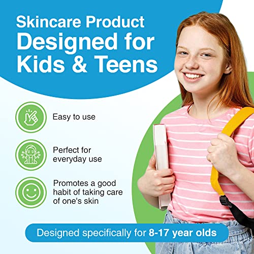 Kidskin T-Blast Facial Cleanser, Gentle Face Wash with Tea Tree Oil, Spot Skin Care for Kids and Teens, Non-Drying Natural Cleanser for Oily or Dry, Acne-Prone Skin, 150 ml 5.0 fl oz.