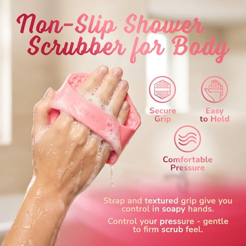 SILKLE Silicone Body Scrubber with Non-Slip Grip