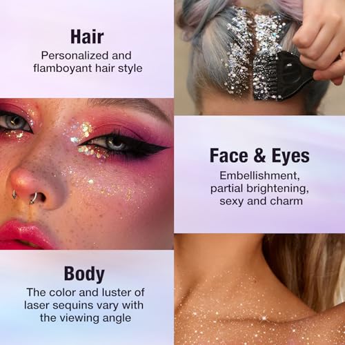 8 Colors Face & Body Glitter Palette - Holographic Mermaid Sequins