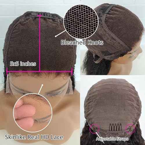 Glueless Wigs Human Hair Pre Plucked Pre Cut Straight Bob Wigs for Black Women 5x5 HD Lace Closure Wigs Human Hair with Elastic Band for Beginners Ready to Go Glueless Bob Wig 16 Inch