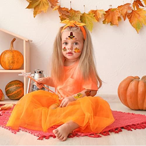 88 Pieces Fall Temporary Tattoos for Kids Women, 10 Sheets Autumn Fake Tattoos Thanksgiving Day Party Decorations Maple Leaf Turkey Scarecrow Pumpkin Cute Design Waterproof Tattoos Stickers Supplies