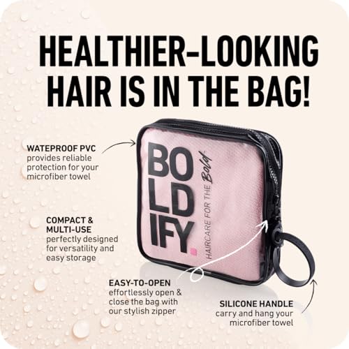 Boldify Pink Microfiber Hair Towel Wrap for Women - Quick Dry & Gentle on Curly Hair