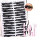 DAODER Fluff Lash Clusters Kit 80D Cat Eye Lash Extension Kit 8-16mm Wispy Eyelash Clusters Kit Volume Individual Lashes D Curl with Bond Seal Remover