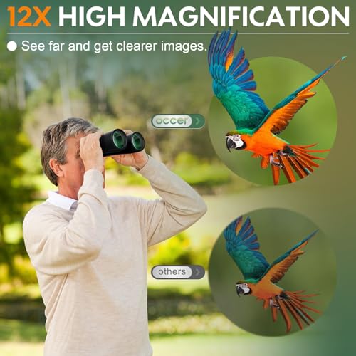 occer 12x50 Bird Watching Binoculars for Adults - HD High Powered Binoculars with Clear Vision - Easy Focus Binoculars with Long Range for Hunting Hiking Travel Cruise Trip Concert Stargazing