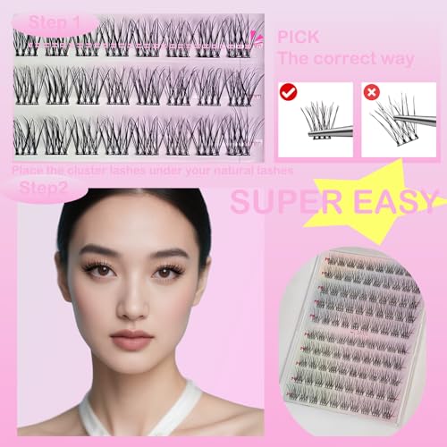 JIAAN Self Adhesive Lash Clusters 100 Pcs Kit - Pre Glued