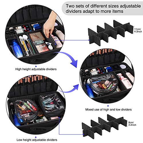 Extra Large Makeup Train Case with Adjustable Dividers & Shoulder Strap