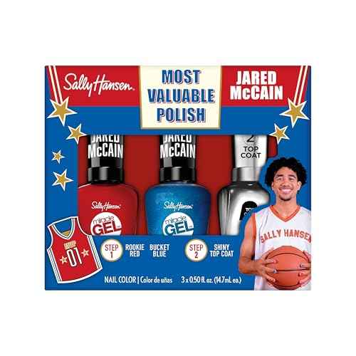 Sally Hansen Miracle Gel¢â x Jared McCain, Trio Set, Long Lasting, Gel-Like Formula, No UV Lamp Needed, Blue and Red Nail Polish