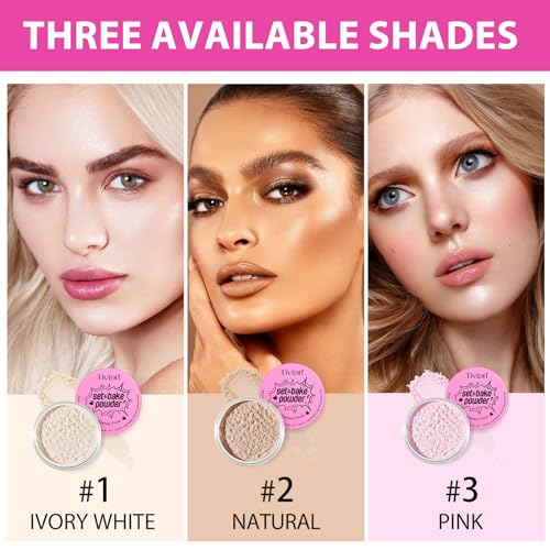 Setting Powder for Makeup, Extra Fluffy Loose Face Powder Poof, Soft Natural Face Makeup for Uneven Skin Tone, Blendable Oil Free Powder Foundation,Talc Free,Vegan,Cruelty-Free, 24g (#3 Pink)