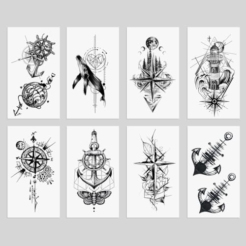 Waterproof Temporary Tattoos Stickers - 8 Sheets, Cute Designs
