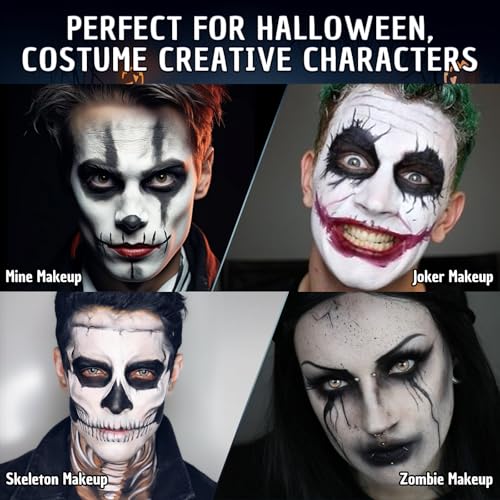 Black White Face Paint Kit for Halloween Makeup & Cosplay