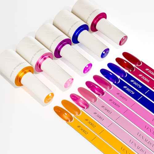 VENALISA Gel Nail Polish Set, 5 Colors 10ML Gel Polish Kit Orange Purple Pink Color Soak Off Salon Manicure DIY at Home Nail Art For Girls Women