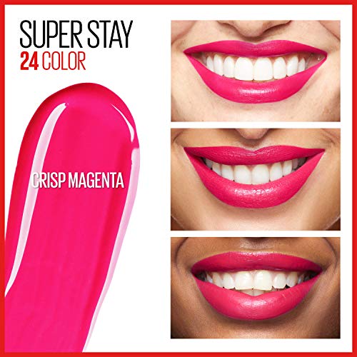 Maybelline Super Stay 24, 2-Step Liquid Lipstick Makeup, Long Lasting Highly Pigmented Color with Moisturizing Balm, Crisp Magenta, Neon Pink, 1 Count