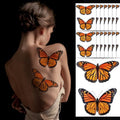 Monarch Butterfly Temporary Tattoos - 30 Large Stickers