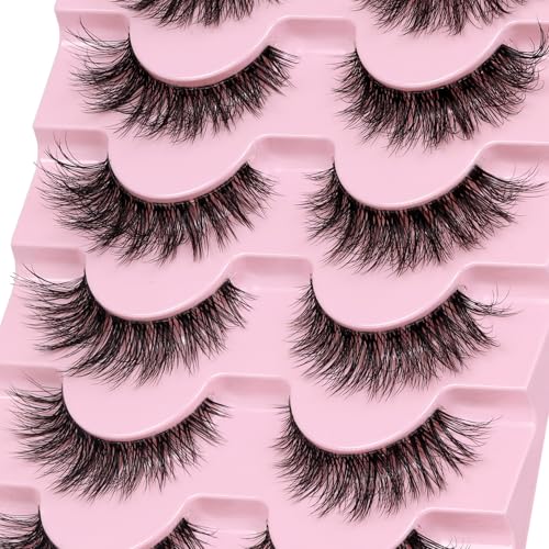 Veleasha Fluffy Cat Eye False Eyelashes - 7 Pairs, 8-15mm C Curl
