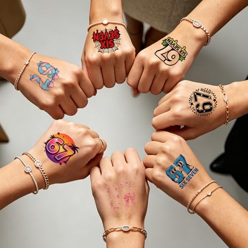 80pc 67 Meme Temporary Tattoos - Funny Sticker Party Favors