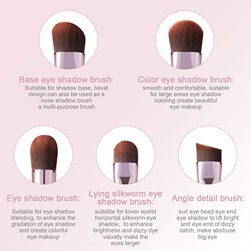 YUE SHEN NAN 5-Piece Eye Makeup Brush Set with Travel Case for Beginners