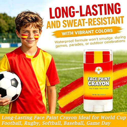 Spain Flag Face Paint Stick - Non-Toxic, Waterproof Crayon for Sports