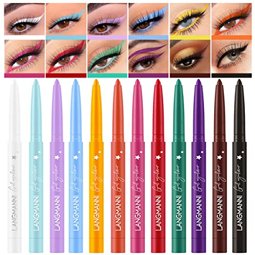 12 Colors Waterproof Gel Eyeliner Pencil Set - Long-Lasting Matte