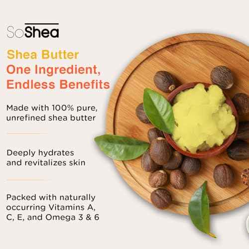 SoShea Whipped Shea Butter Unscented Original - Nourishes, Moisturizes & Renews | 100% African Pure Shea Butter | Cold-Pressed & Cold-Processed | No Dyes & Parabens | Vegan | 11.50oz / 326g