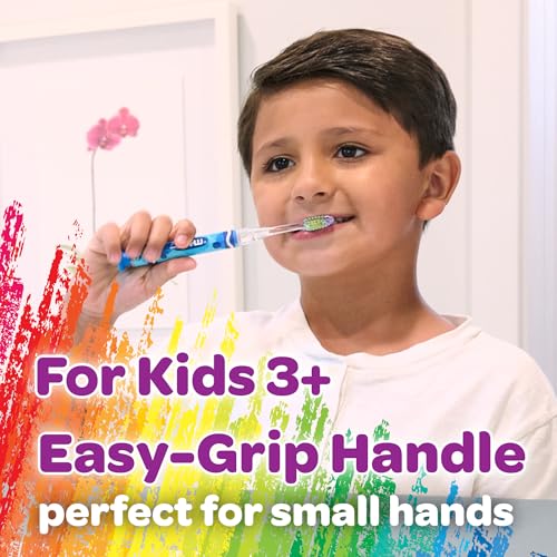 GUM Crayola Timer Light Toothbrush for Kids, Soft Bristles, Suction Cup Base, Children & Toddler Toothbrush 3 Year Old+, 1 Count (Pack of 4)