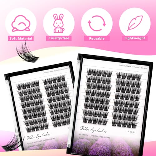 D Curl 80 Clusters Dramatic False Eyelashes 12mm - Volume Extensions