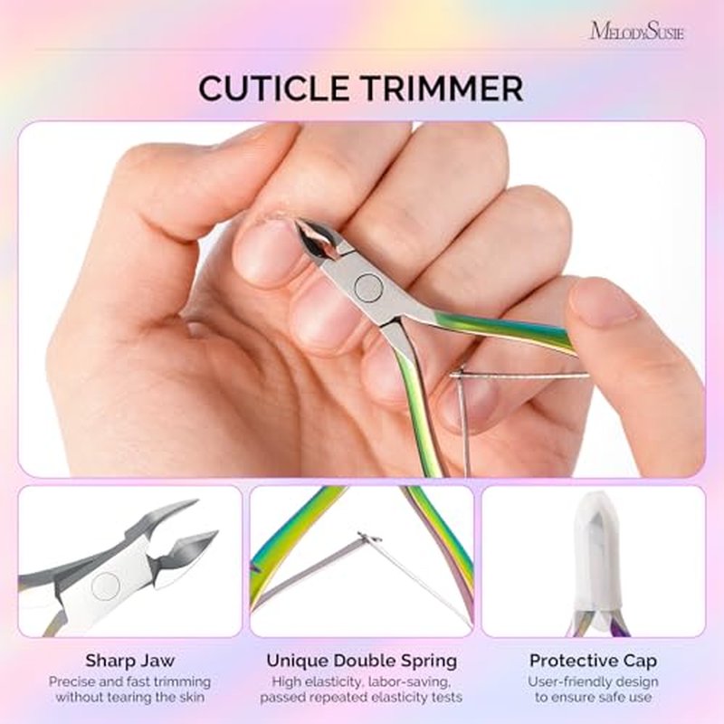 MelodySusie 4-in-1 Acrylic Nail Clipper Set with Cuticle Trimmer