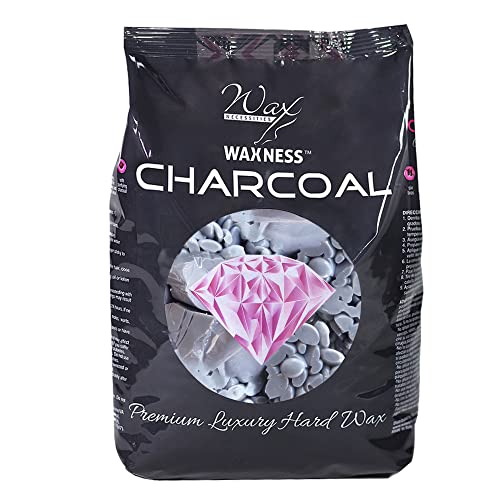 Waxness Charcoal Hard Wax Beads 1.1 lb (500 g) ? Premium Synthetic Rosin-Free Stripless Wax with Creamy Film Formula for Sensitive Areas, Professional Use ? Made in Italy