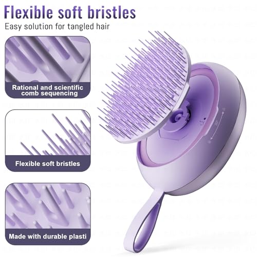 Electric Scalp Massager with Ionic Hair Growth Brush - Purple
