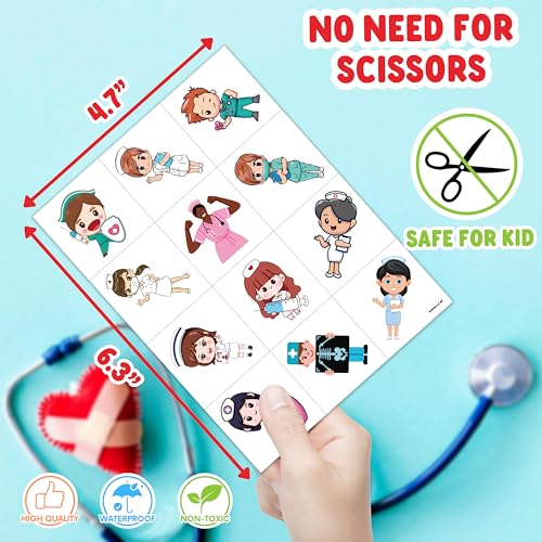 96 PCS Nurse Temporary Tattoos for Kids Party Favors