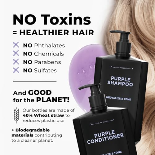 Purple Shampoo & Conditioner Set for Blonde & Silver Hair - 17 fl oz