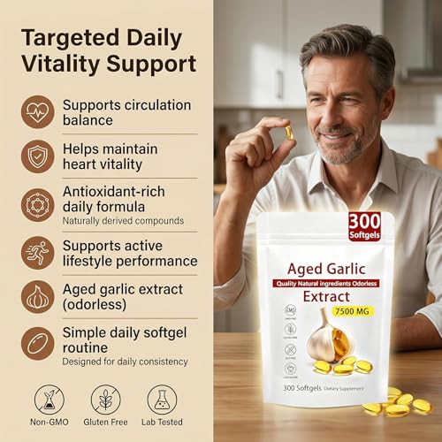 Aged Garlic Extract 300 Count Softgels – Odorless Heart & Immune Support