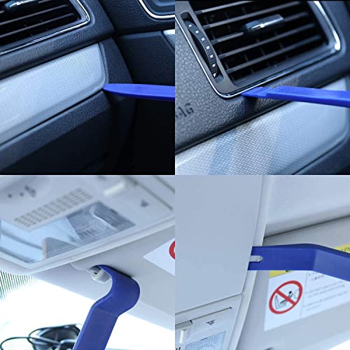 LivTee 5 pcs Auto Trim Removal Tool Kit, No Scratch Plastic Pry Tool Kit - Interior Door Panel Clip Fastener Removal Set for Vehicle Dash Radio Audio Installer (Blue)