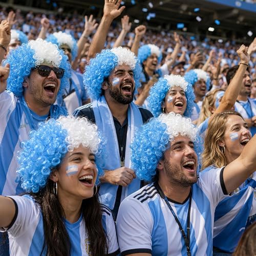 Argentina Flag Afro Wig for Soccer Fans