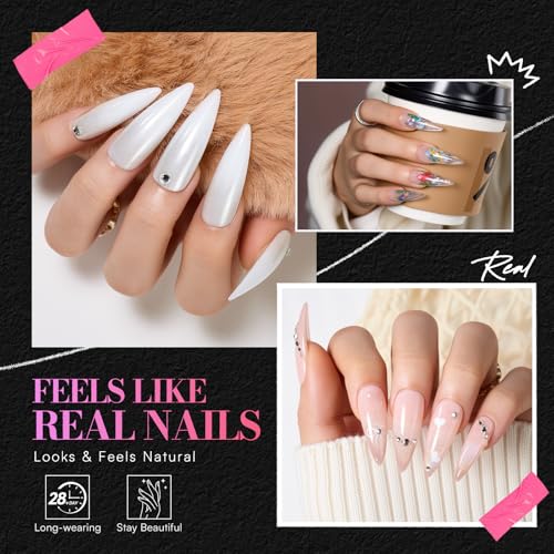 Makartt Almondetto Nail Tips - 240PCS Clear Medium Full Cover