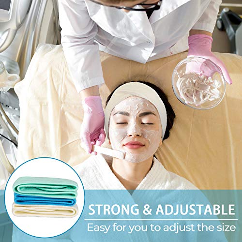 Whaline 3Pcs Spa Facial Headbands Set - Adjustable Terry Cloth Hair Wraps in Blue, Green, Yellow