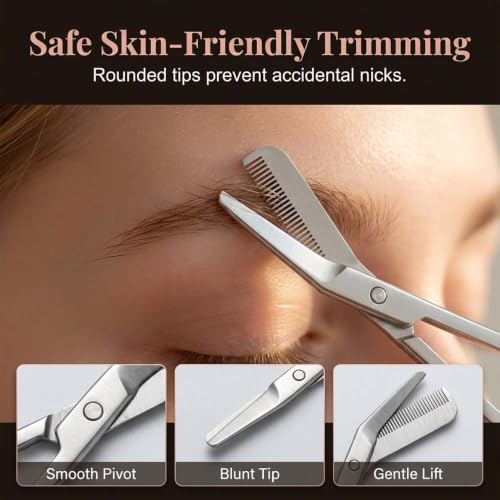 Eyebrow Trimmer Scissors with Comb - Stainless Steel