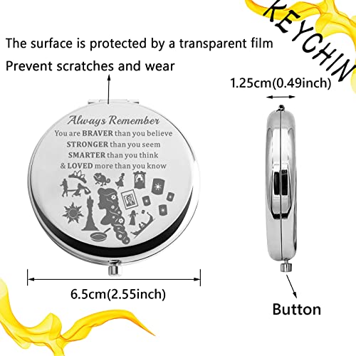 KEYCHIN Princess Sun Pocket Mirror Fairytale Fans Gift You are Braver Stronger Than You Think Compact Makeup Mirror (Rapunzel-S)