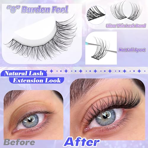 Natural Wispy Lash Clusters - 168pcs DIY Eyelash Extensions 8-16mm