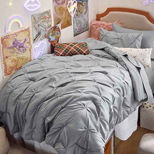 Bedsure Twin Comforter Set with Sheets - 5 Pieces Twin Bedding Sets, Pinch Pleat Yellow Twin Bed in a Bag with Comforter, Sheets, Pillowcase & Sham