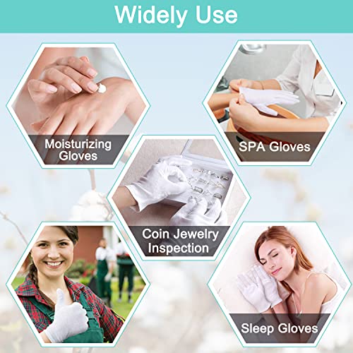 X-Small Cotton Moisturizing Eczema Gloves 24 Pcs for Dry Hands - Hypoallergenic & Reusable