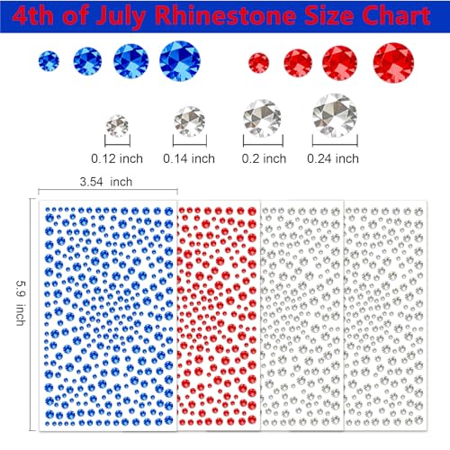 4th of July Face Gems - Red White Blue Rhinestone Stickers